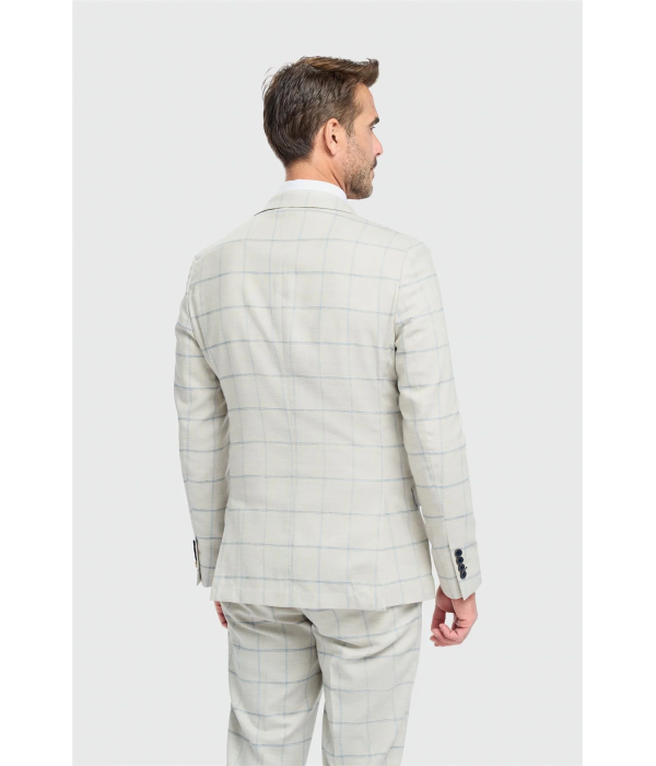 Gabriel - Men's Grey 2 Piece Linen Checked Suit
