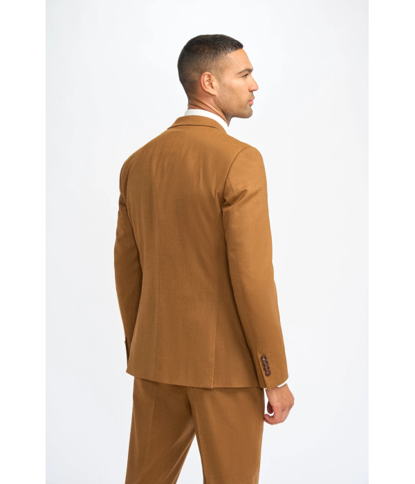 James - Men's Camel Brown 3 Piece Wool Tailored Fit Suit