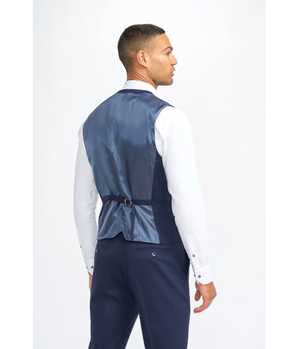 James - Men's Navy Blue 3 Piece Wool Tailored Fit Suit
