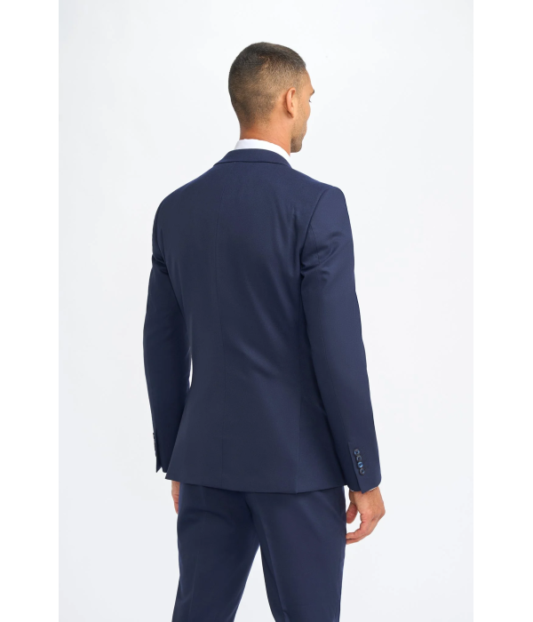 James - Men's Navy Blue 3 Piece Wool Tailored Fit Suit