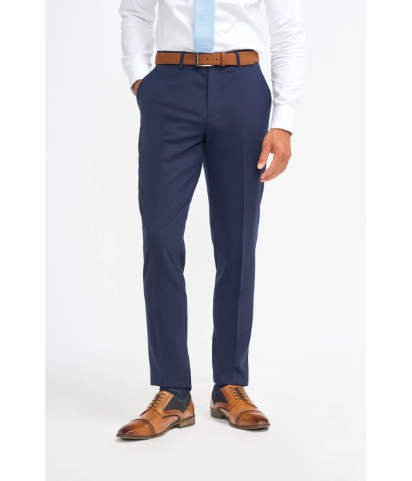 James - Men's Navy Blue 3 Piece Wool Tailored Fit Suit