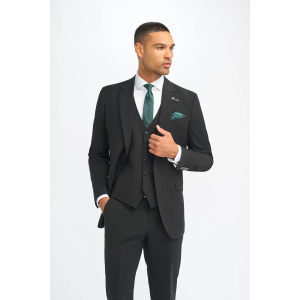 Malibu - Men's Black 3 Piece Tailored Fit Suit