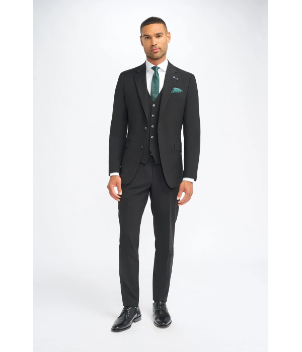 Malibu - Men's Black 3 Piece Tailored Fit Suit