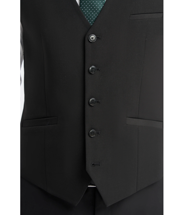 Malibu - Men's Black 3 Piece Tailored Fit Suit