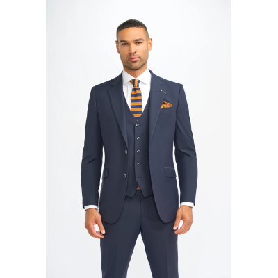 Malibu - Men's Navy 3 Piece Tailored Fit Suit