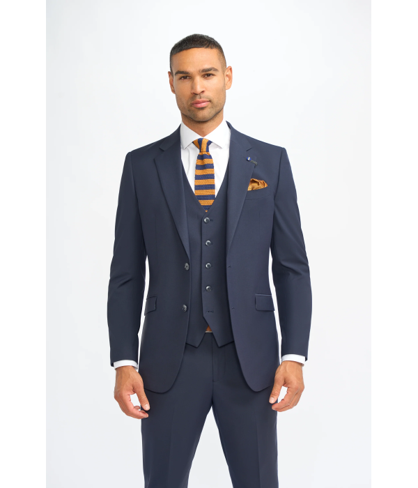 Malibu - Men's Navy 3 Piece Tailored Fit Suit