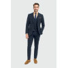 Torino - Men's 3 Piece Tailored Fit Navy Check Suit