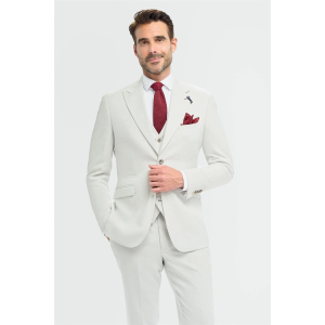 Tropez - Men's 3 Piece Grey Tailored Fit Suit