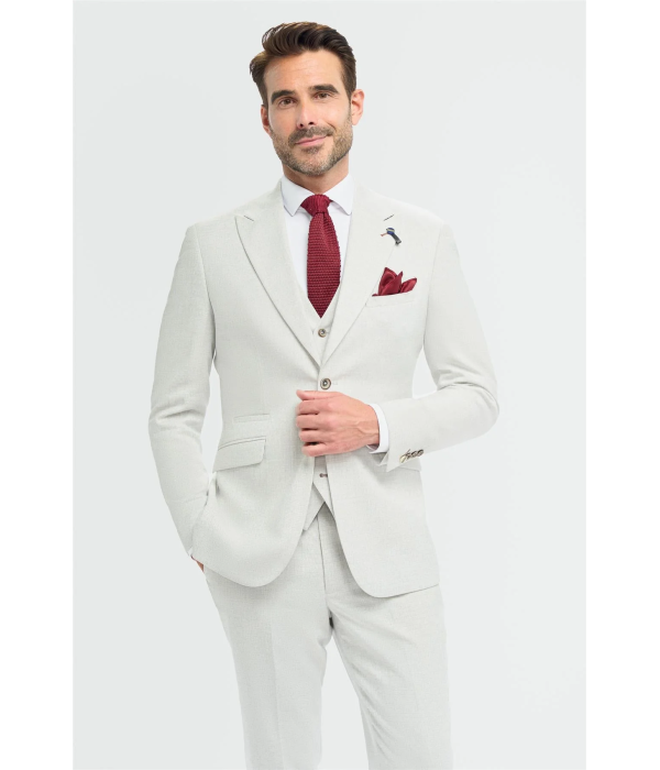 Tropez - Men's 3 Piece Grey Tailored Fit Suit