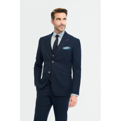 Tropez - Men's 3 Piece Navy Tailored Fit Suit