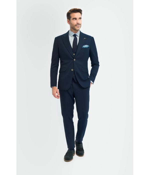 Tropez - Men's 3 Piece Navy Tailored Fit Suit