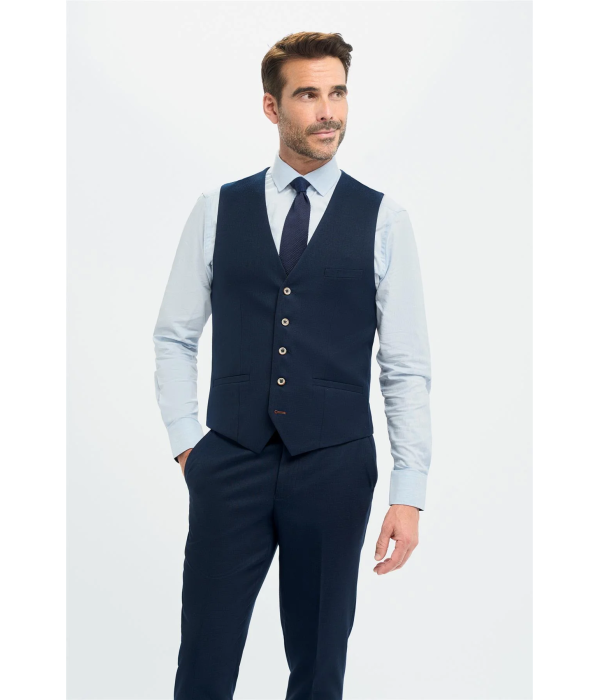 Tropez - Men's 3 Piece Navy Tailored Fit Suit