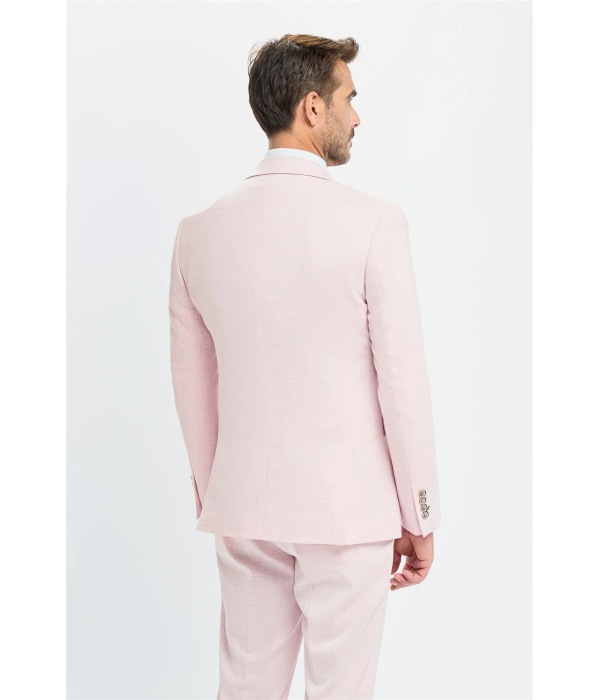 Tropez - Men's 3 Piece Pink Tailored Fit Suit