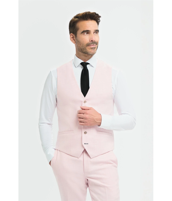 Tropez - Men's 3 Piece Pink Tailored Fit Suit
