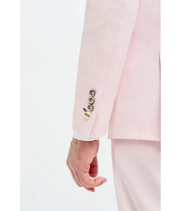 Tropez - Men's 3 Piece Pink Tailored Fit Suit