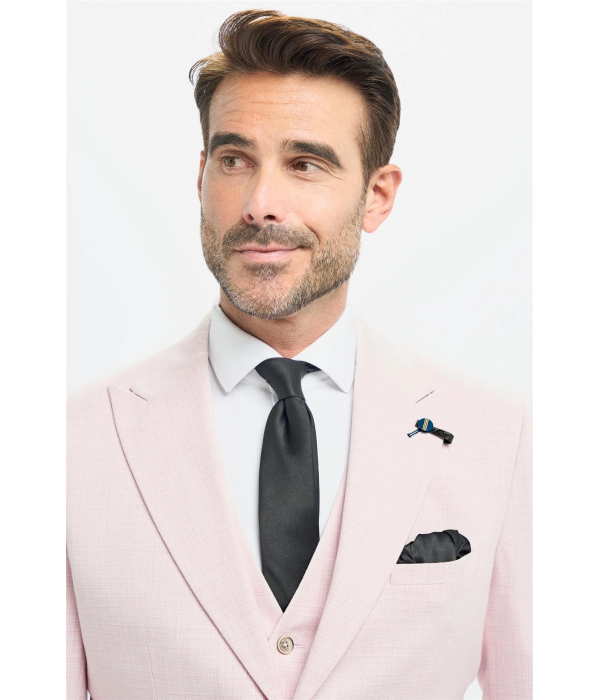 Tropez - Men's 3 Piece Pink Tailored Fit Suit