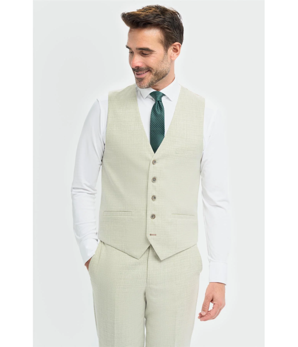 Tropez - Men's 3 Piece Sage Green Tailored Fit Suit