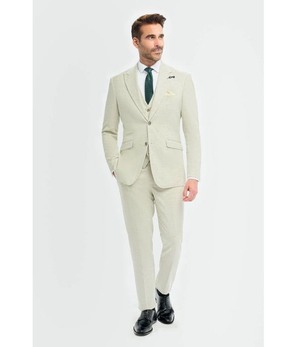 Tropez - Men's 3 Piece Sage Green Tailored Fit Suit