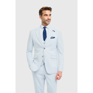 Tropez - Men's 3 Piece Sky Blue Tailored Fit Suit