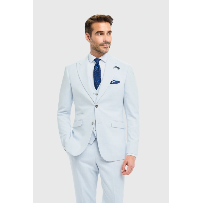 Tropez - Men's 3 Piece Sky Blue Tailored Fit Suit