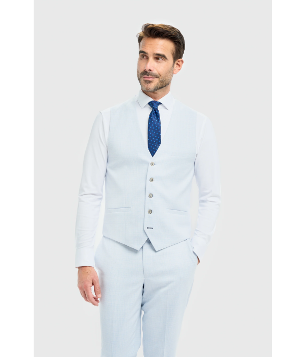 Tropez - Men's 3 Piece Sky Blue Tailored Fit Suit